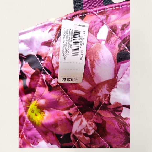 NWT Victoria's Secret Pink & Black Floral Silk Tote - Picture 4 of 7
